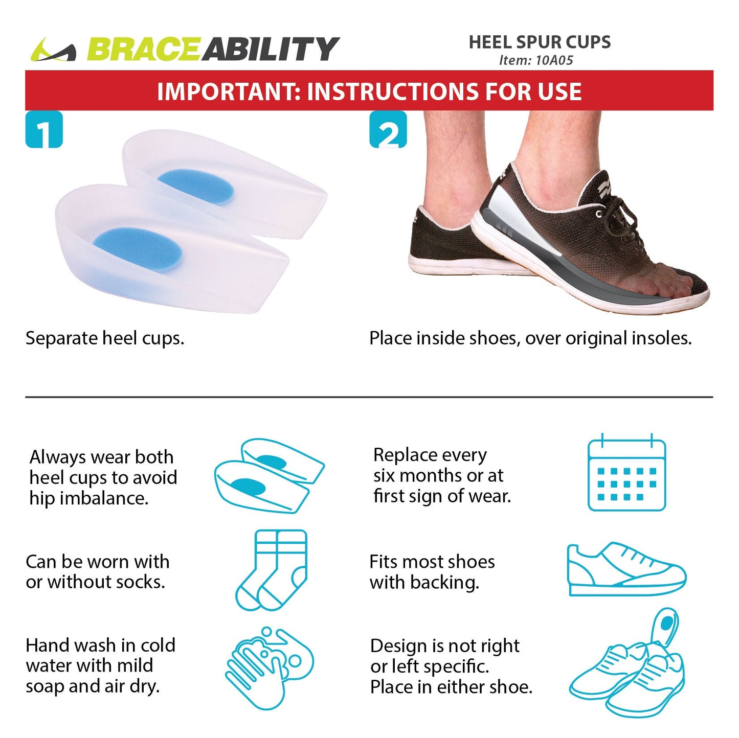 Plantar & Achilles Heel Spur Inserts – Silicone Gel Cups for Heel Pain Relief (Pair)