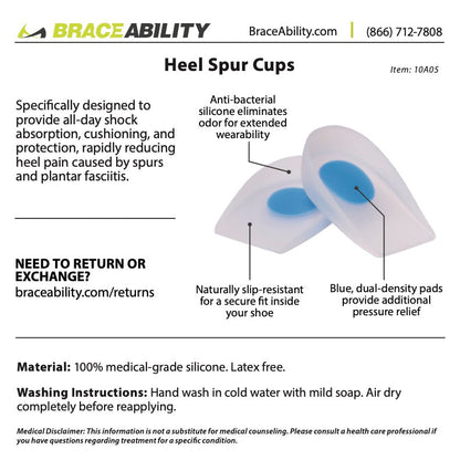 Plantar & Achilles Heel Spur Inserts – Silicone Gel Cups for Heel Pain Relief (Pair)