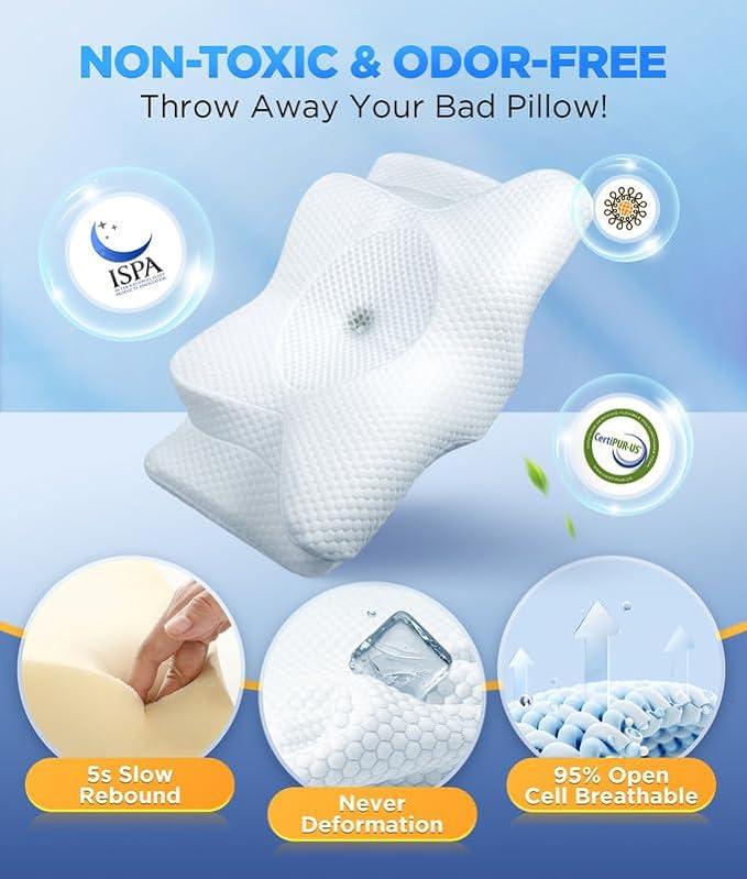 Orthopedic Memory Foam Neck Pillow for Neck & Shoulder Pain Relief